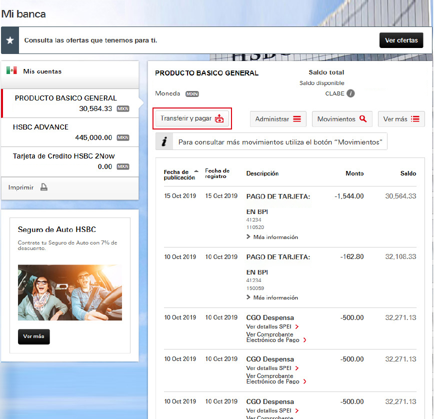 Transferencias Express HSBC Digital HSBC México